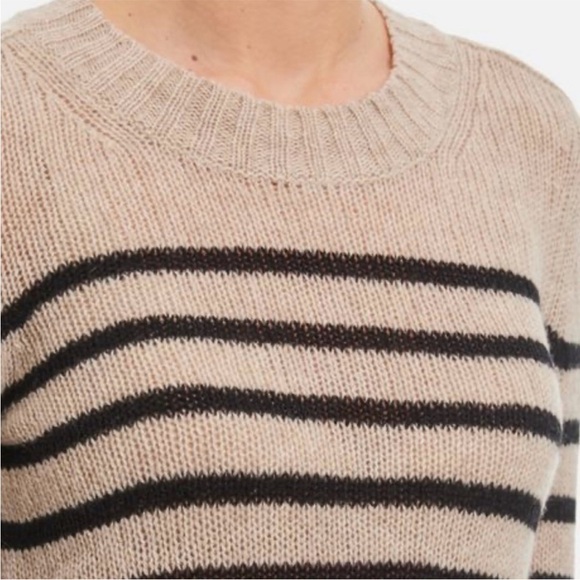 KHAITE Tilda Striped Cashmere Sweater Ribbed Fisherman Ecru Black Small EUC - Picture 10 of 12